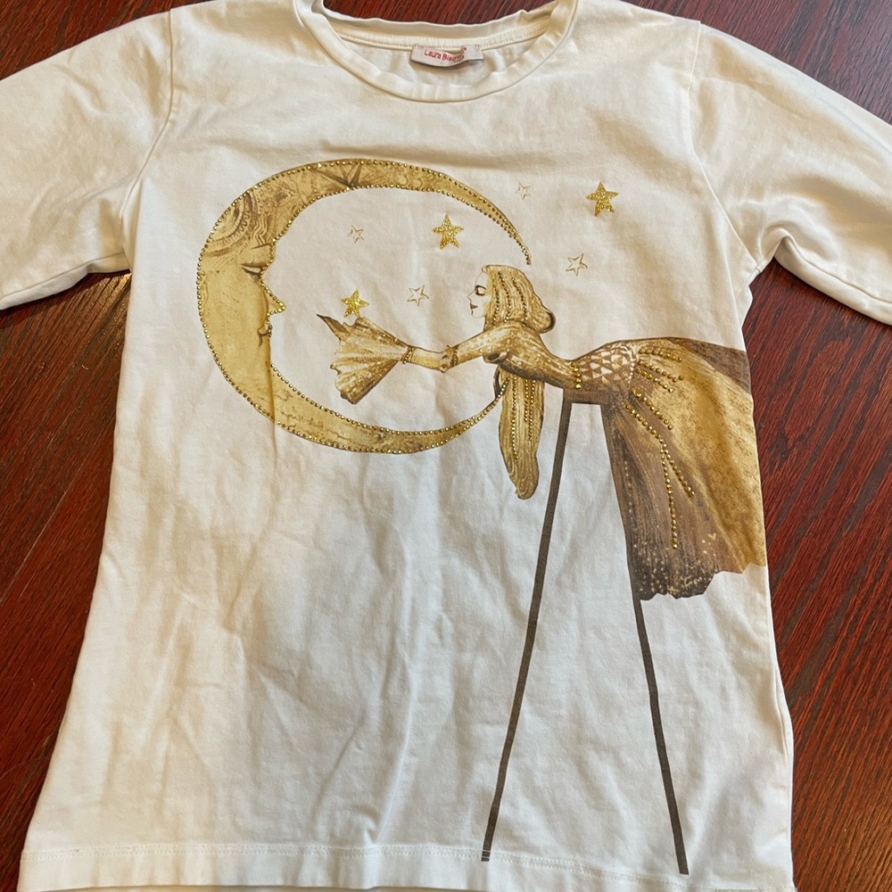 Laura Biagiotti Dolls Girl’s Long Sleeve T-shirt with Crystals Fits Size 8Y